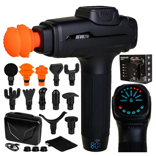 5905186125712_PISTOLET DO MASAŻU MOCNY MASAŻER DO PLECÓW CIAŁA MASSAGE GUN 100W + 12 KOŃCÓWEKv1.webp