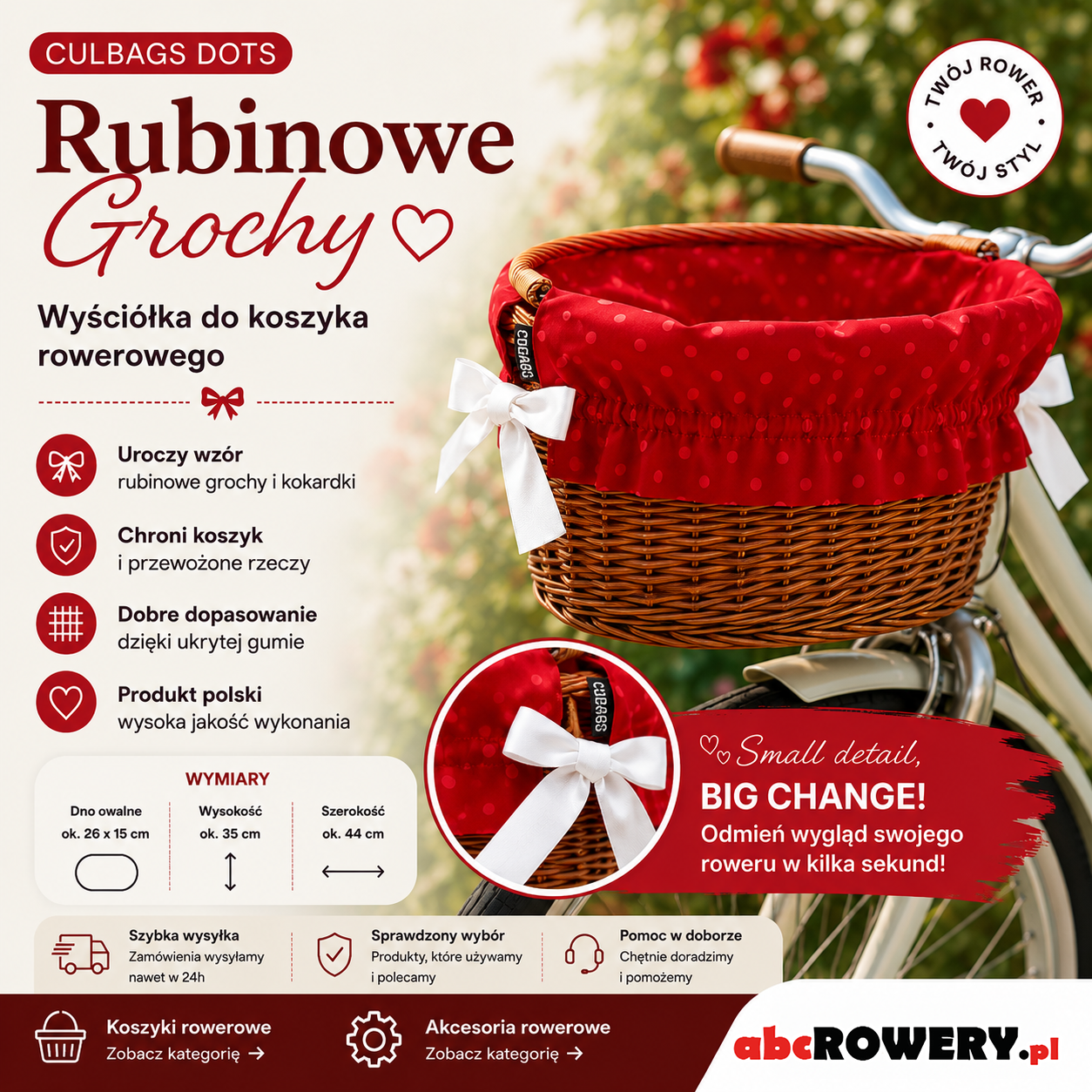 CULBAGS DOTS Rubinowe Grochy