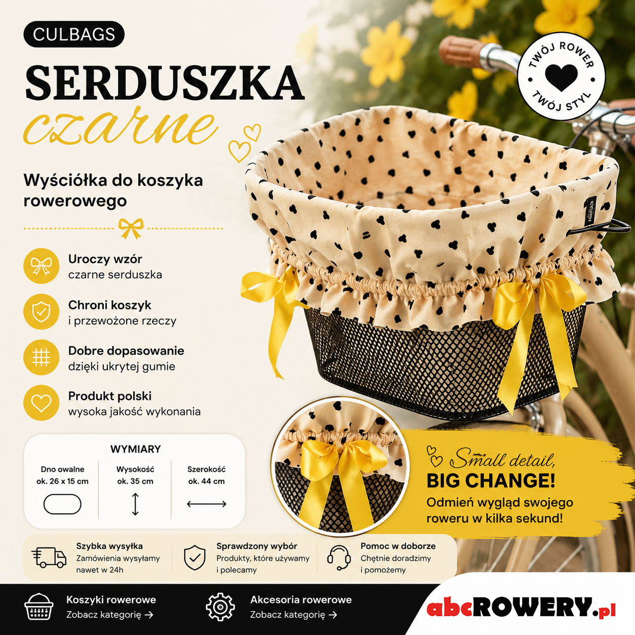 Wyściółka Serduszka Czarne